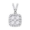 1.35 CTW Diamond Square Cluster Pendant 10KT White Gold - REF-209H9M