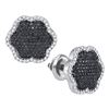 0.50 CTW Black Color Diamond Cluster Earrings 10KT White Gold - REF-34H4M