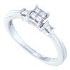 0.25 CTW Princess Diamond Cluster Bridal Engagement Ring 14KT White Gold - REF-40F4N