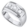0.50 CTW Mens Diamond 3-stone Fashion Ring 10KT White Gold - REF-49X5Y