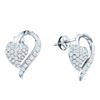 1 CTW Pave-set Diamond Heart Cluster Earrings 14KT White Gold - REF-101X9Y