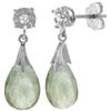 Genuine 6.06 ctw Green Amethyst & Diamond Earrings Jewelry 14KT White Gold - REF-37T4A