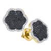 0.50 CTW Black Color Diamond Cluster Earrings 10KT Yellow Gold - REF-34Y4X