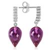 Genuine 19.15 ctw Amethyst & Diamond Earrings Jewelry 14KT White Gold - REF-47V4W