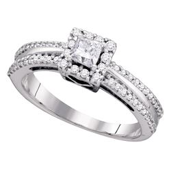 0.50 CTW Princess Diamond Princess Bridal Engagement Ring 14KT White Gold - REF-82F4N