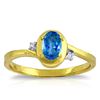 Genuine 0.51 ctw Blue Topaz & Diamond Ring Jewelry 14KT Yellow Gold - REF-25Y4F