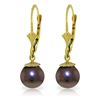 Genuine 4 ctw Black Pearl Earrings Jewelry 14KT White Gold - REF-20Z7N