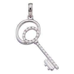 0.08 CTW Pave-set Diamond Key Pendant 10KT White Gold - REF-8K9W