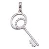 0.08 CTW Pave-set Diamond Key Pendant 10KT White Gold - REF-8K9W