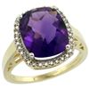 Natural 5.28 ctw Amethyst & Diamond Engagement Ring 10K Yellow Gold - REF-41F2N