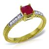 Image 1 : Genuine 0.65 ctw Ruby & Diamond Ring Jewelry 14KT Yellow Gold - REF-71Z3N