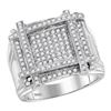 Image 1 : 0.85 CTW Mens Diamond Square Cluster Ring 10KT White Gold - REF-104N9F