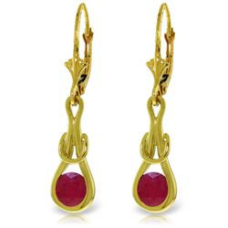 Genuine 1.30 ctw Ruby Earrings Jewelry 14KT Yellow Gold - REF-54H5X