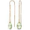 Genuine 6 ctw Green Amethyst Earrings Jewelry 14KT Rose Gold - REF-21Z9N