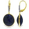 Genuine 46.15 ctw Sapphire & Diamond Earrings Jewelry 14KT Yellow Gold - REF-78W3Y