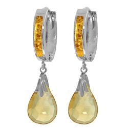 Genuine 6.85 ctw Citrine Earrings Jewelry 14KT White Gold - REF-49P6H