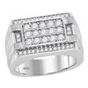 Image 1 : 1.02 CTW Mens Diamond Square Cluster Ring 14KT White Gold - REF-127Y4X