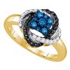 Image 1 : 0.50 CTW Blue Color Diamond Cluster Ring 10KT Yellow Gold - REF-37H5M