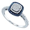 Image 1 : 0.40 CTW Blue Color Diamond Square-shape Cluster Ring 10KT White Gold - REF-32N9F