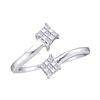 Image 1 : 0.20 CTW Princess Diamond Cluster Bypass Bisected Ring 14KT White Gold - REF-18N2F