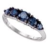 1 CTW Blue Color Diamond 5-stone Bridal Ring 10KT White Gold - REF-52X4Y