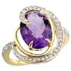 Natural 6.53 ctw amethyst & Diamond Engagement Ring 14K Yellow Gold - REF-72H8W