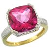 Natural 5.96 ctw Pink-topaz & Diamond Engagement Ring 10K Yellow Gold - REF-32R4Z