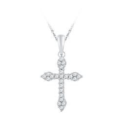 0.25 CTW Diamond Cross Crucifix Faith Pendant 10KT White Gold - REF-22F4N