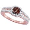 Image 1 : 0.26 CTW Red Color Diamond Cluster Ring 10KT Rose Gold - REF-30F2N