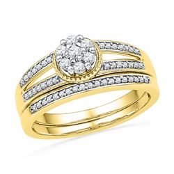 0.26 CTW Diamond Cluster Bridal Engagement Ring 10KT Yellow Gold - REF-32N9F