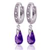 Genuine 2.53 ctw Amethyst & Diamond Earrings Jewelry 14KT White Gold - REF-58K2V
