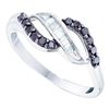 Image 1 : 0.33 CTW Black Color Diamond Openwork Crossover Ring 14KT White Gold - REF-22M4H