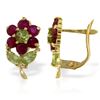 Image 1 : Genuine 2.12 ctw Peridot & Ruby Earrings Jewelry 14KT Yellow Gold - REF-40R5P