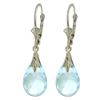 Genuine 6 ctw Blue Topaz Earrings Jewelry 14KT White Gold - REF-27Y8F
