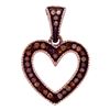0.10 CTW Red Color Diamond Heart Love Pendant 10KT Rose Gold - REF-13F4N