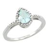 Natural 1.53 ctw aquamarine & Diamond Engagement Ring 14K White Gold - REF-30M8H