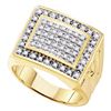 0.50 CTW Mens Diamond Square Cluster Ring 10KT Yellow Gold - REF-44H9M