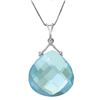Genuine 8.5 ctw Blue Topaz Necklace Jewelry 14KT White Gold - REF-26Z9N