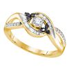 0.31 CTW Diamond Solitaire Black-Bridal Engagement Ring 10KT Yellow Gold - REF-22N4F