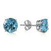 Genuine 3.1 ctw Blue Topaz Earrings Jewelry 14KT White Gold - REF-23R9P