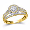 0.99 CTW Diamond Halo Bridal Engagement Ring 14KT Yellow Gold - REF-97N4F