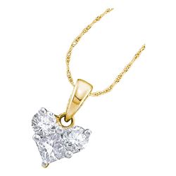 0.52 CTW Princess Diamond Heart Love Pendant 14KT Yellow Gold - REF-49W5K