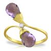 Genuine 2.52 ctw Amethyst & Diamond Ring Jewelry 14KT Yellow Gold - REF-25Y6F