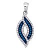 0.30 CTW Blue Color Diamond Oval Pendant 10KT White Gold - REF-19M4H