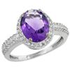 Natural 2.56 ctw Amethyst & Diamond Engagement Ring 10K White Gold - REF-32A7V