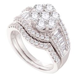 2 CTW Diamond Cluster Bridal Engagement Ring 14KT White Gold - REF-224H9M