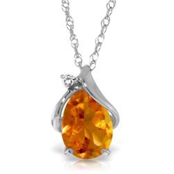 Genuine 1.63 ctw Citrine & Diamond Necklace Jewelry 14KT White Gold - REF-28K3V