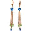 Genuine 9.5 ctw Blue Topaz & Peridot Earrings Jewelry 14KT Rose Gold - REF-62W2Y