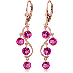 Genuine 4.95 ctw Pink Topaz Earrings Jewelry 14KT Rose Gold - REF-55H2X