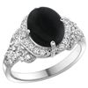 Image 1 : Natural 2.07 ctw onyx & Diamond Engagement Ring 14K White Gold - REF-99G9M